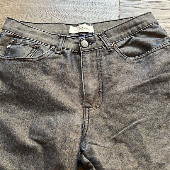 Le Château | Vintage 90’s Gold/Blue Shiny Flare Pants - Picture 5 of 10